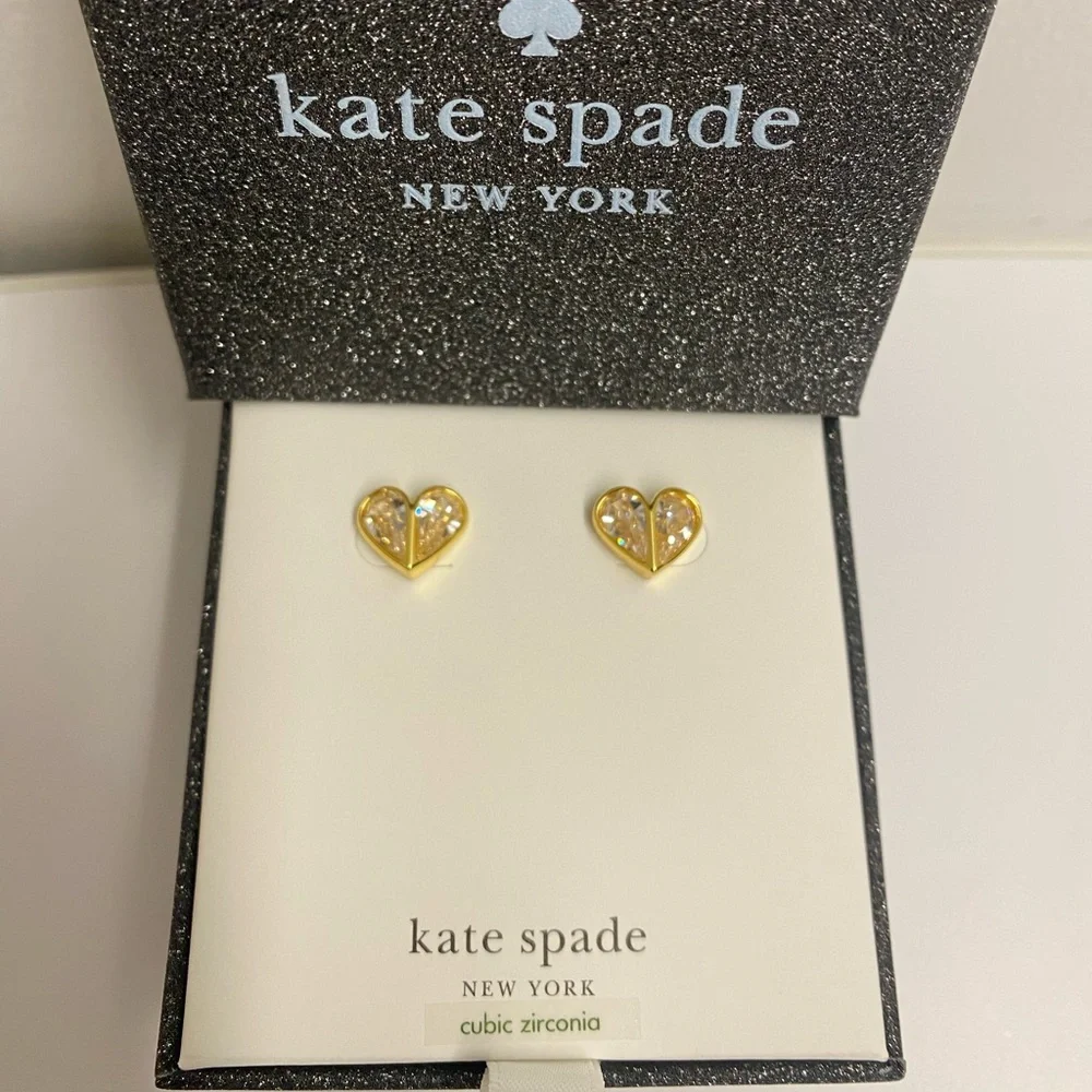 ♠️ kate spade ♠️ Rock Solid Crystal Heart Stud Earrings